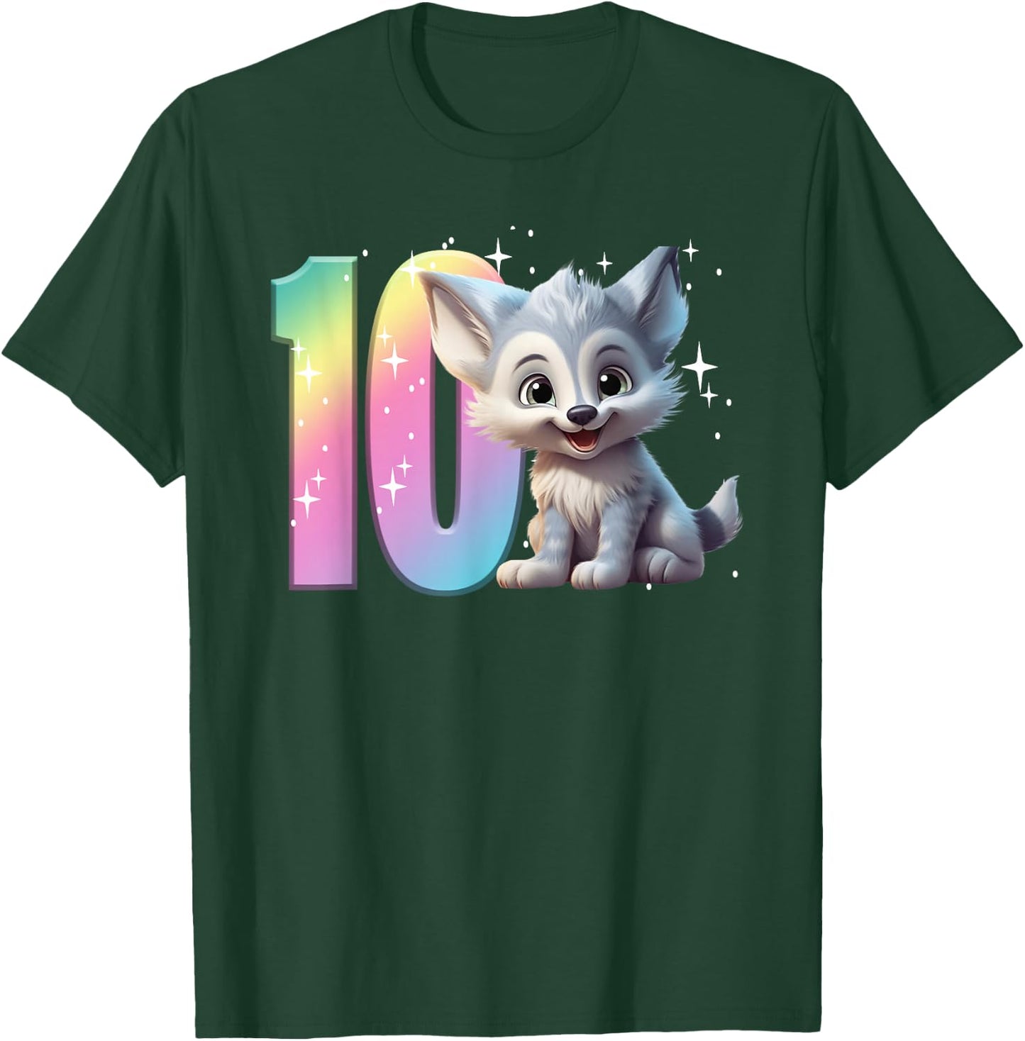 10th Birthday Wolf Shirt Birthday Girl Double Digits Wolves T-Shirt - T-Shirt | Forest