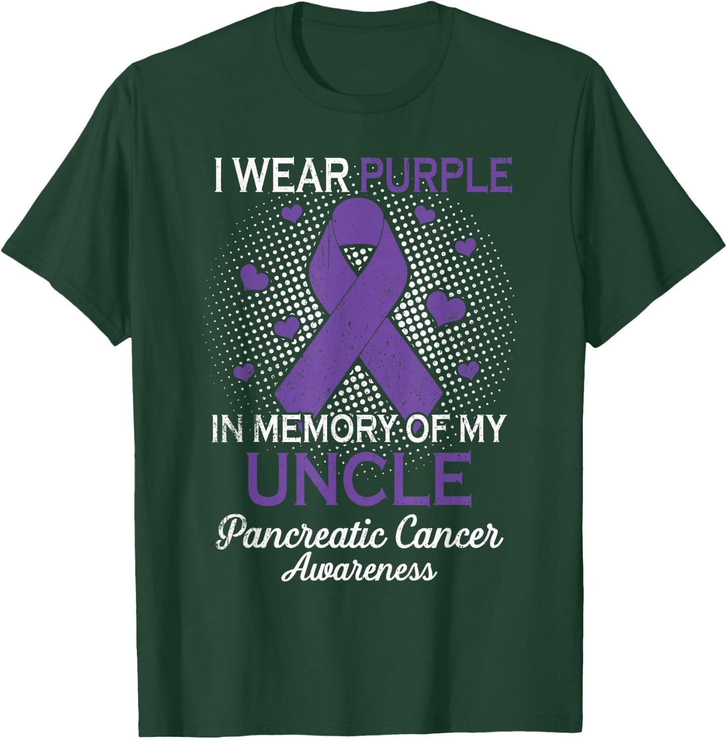 I Wear Purple Purple In Memory Of Uncle Pancreatic Cancer T-Shirt - T-Shirt | Forest