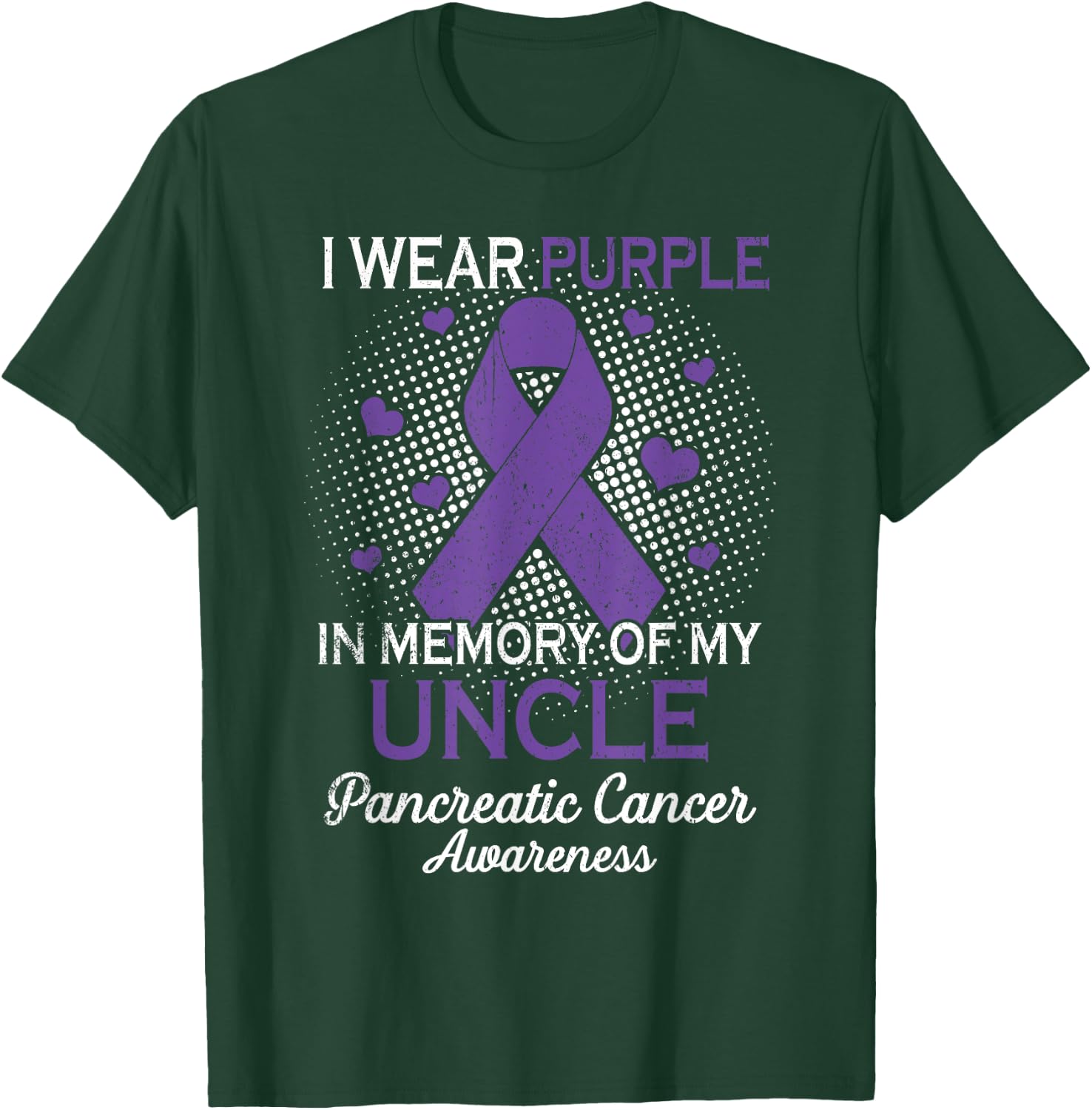 I Wear Purple Purple In Memory Of Uncle Pancreatic Cancer T-Shirt - T-Shirt | Forest