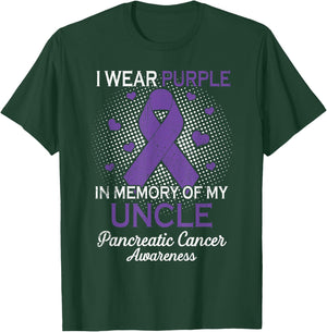 I Wear Purple Purple In Memory Of Uncle Pancreatic Cancer T-Shirt - T-Shirt | Forest