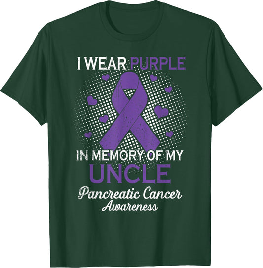 I Wear Purple Purple In Memory Of Uncle Pancreatic Cancer T-Shirt - T-Shirt | Forest