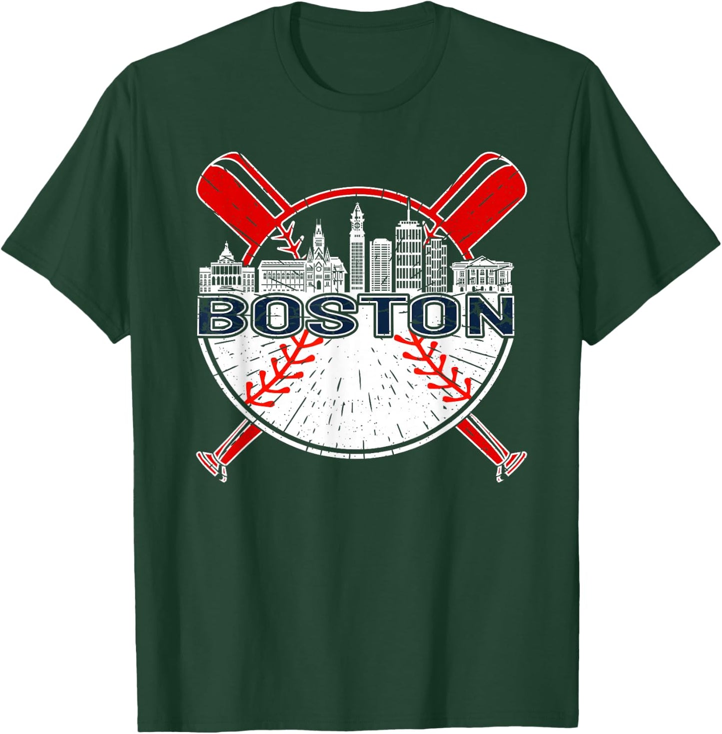 Softball Vintage Boston Baseball T-Shirt - T-Shirt | Forest