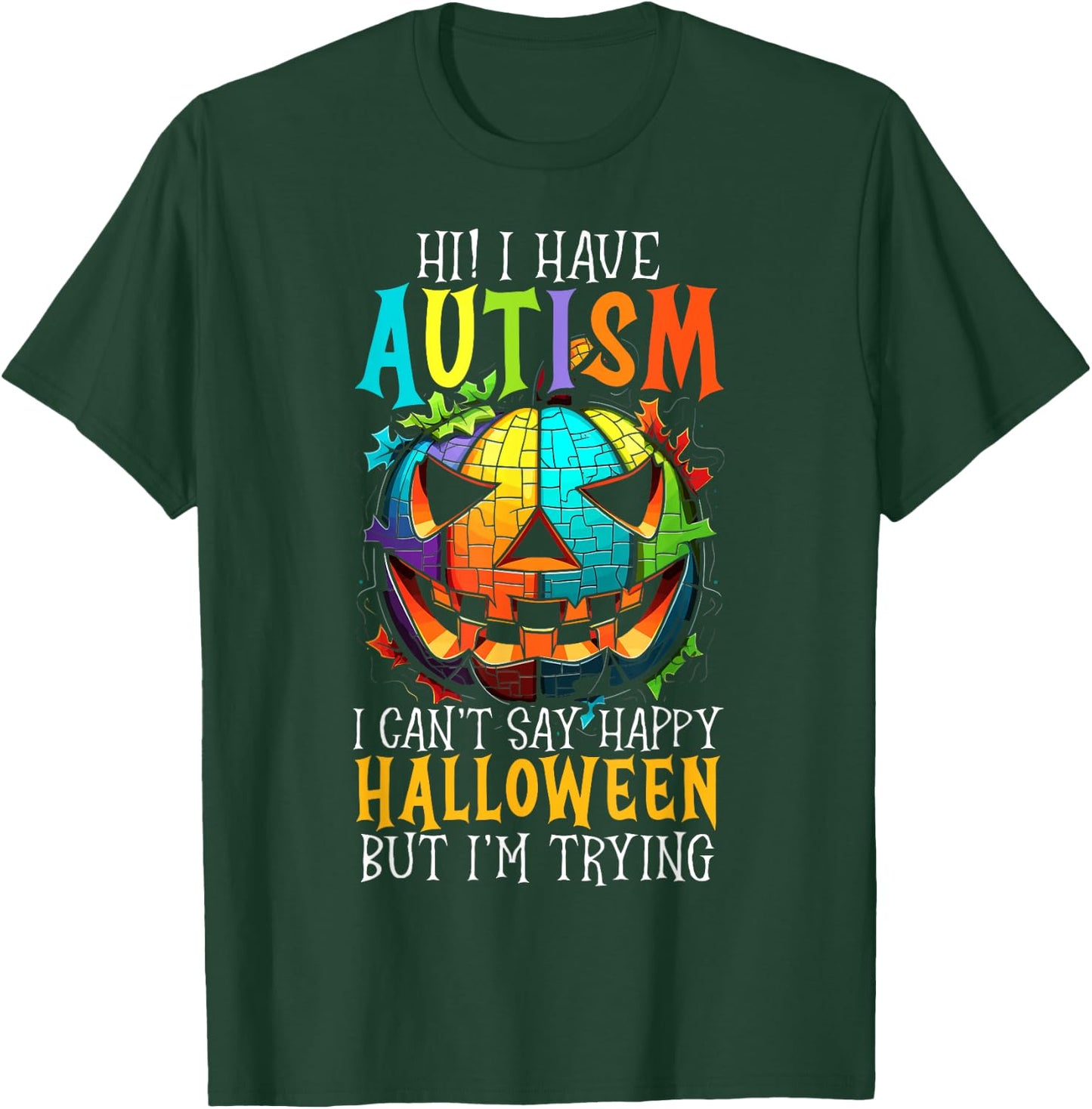 Autism Halloween Puzzle Trick Or Treat Autism Awareness T-Shirt - T-Shirt | Forest
