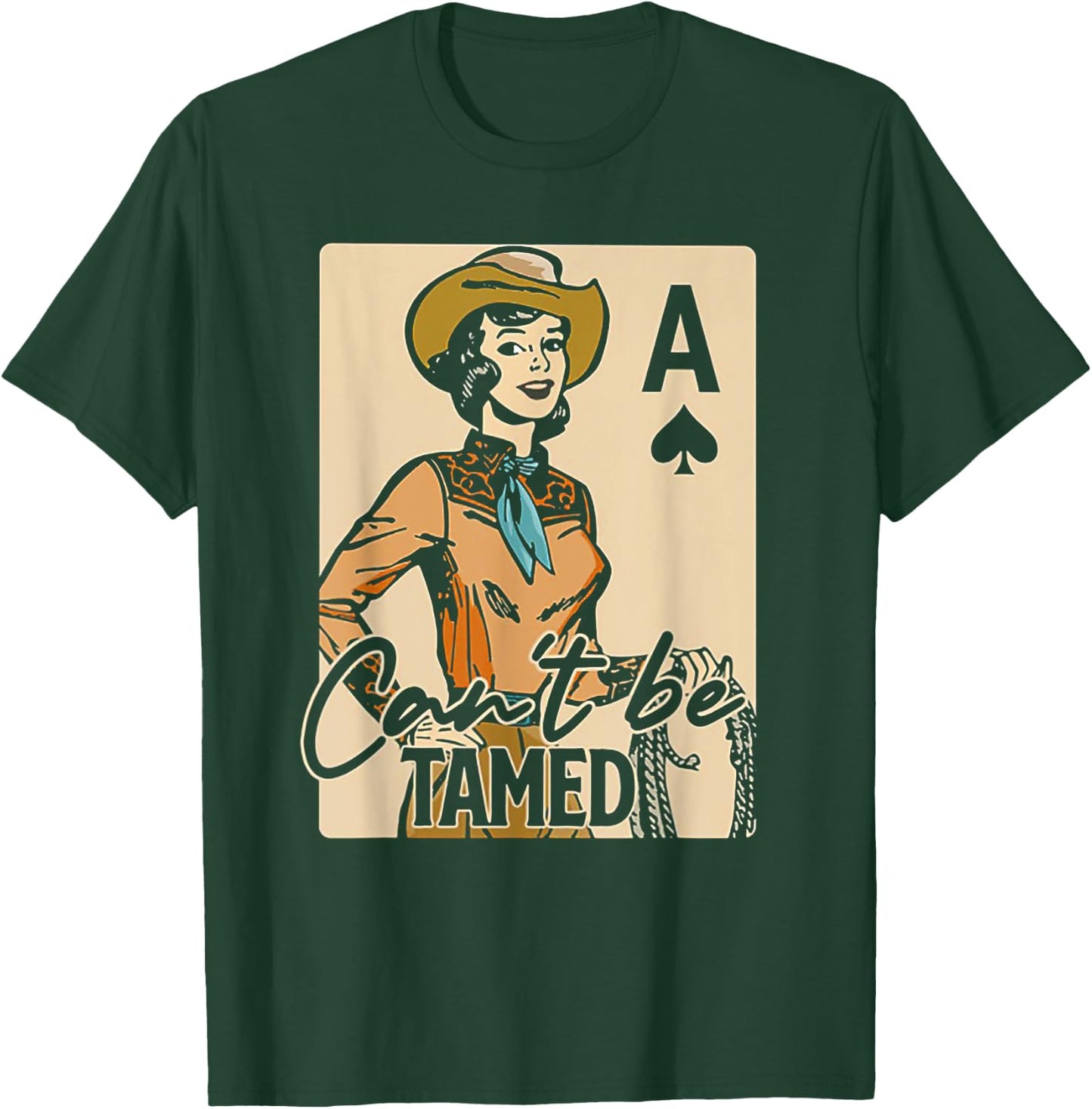 Retro Cowgirl Card Can't Be Tamed Western Country Midwest T-Shirt - T-Shirt | Forest