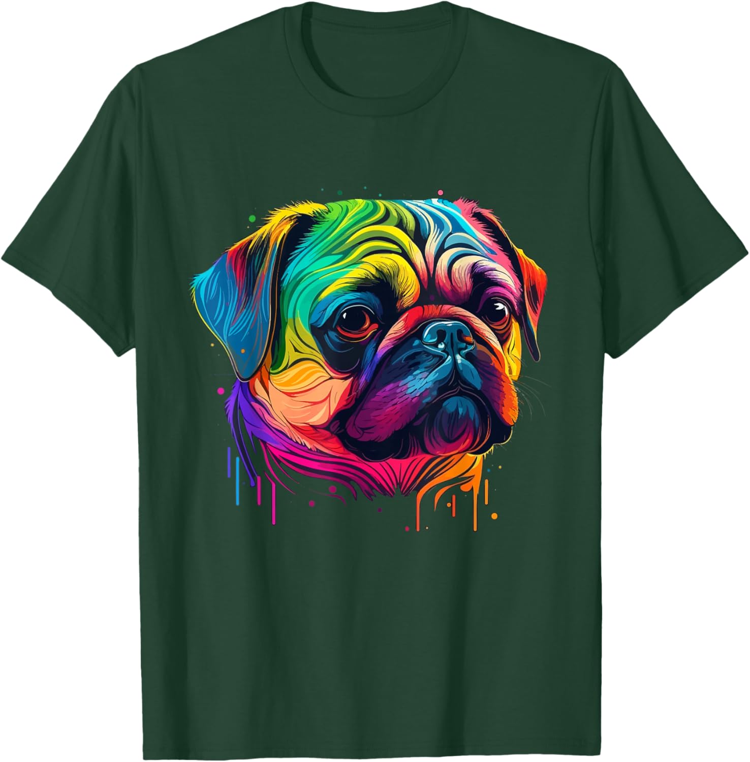 Pug Colorful Pop Art Splash Art Tie Dye Rainbow T-Shirt - T-Shirt | Forest