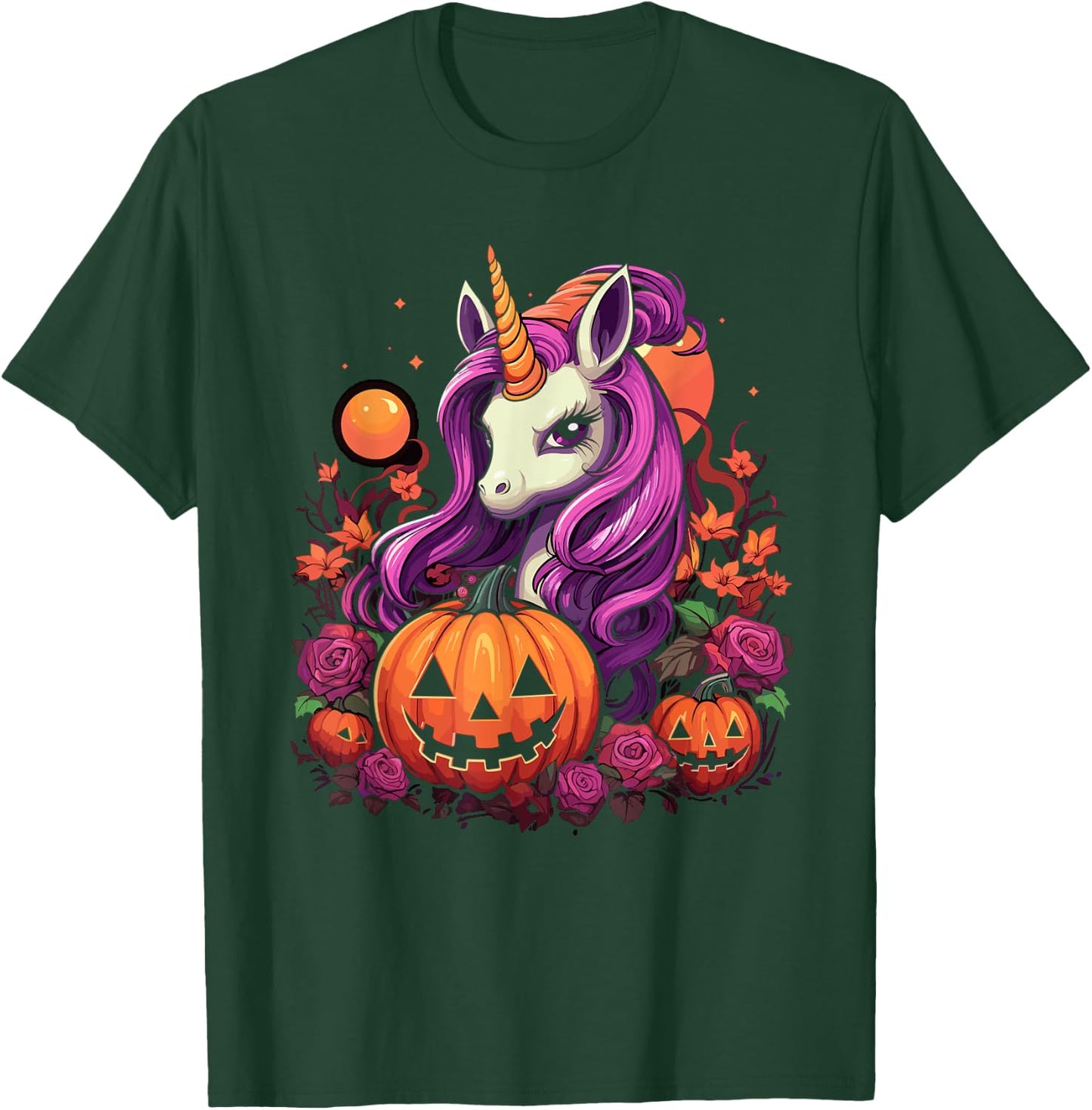 Cute Halloween Girly Halloween Unicorn Halloween Pumpkin T-Shirt - T-Shirt | Forest