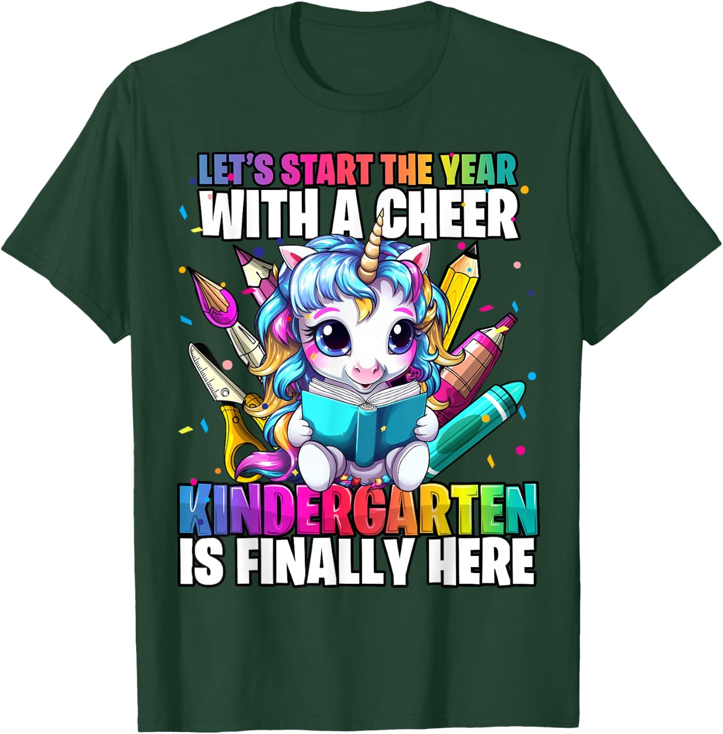 Unicorn Kindergarten Back to School First Day of School Girl T-Shirt - T-Shirt | Forest