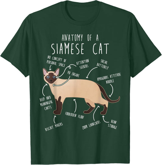 Siamese Cat Anatomy Funny Cute Pet Siamese Mom Dad Black Cat Women Kids T-Shirt - T-Shirt | Forest