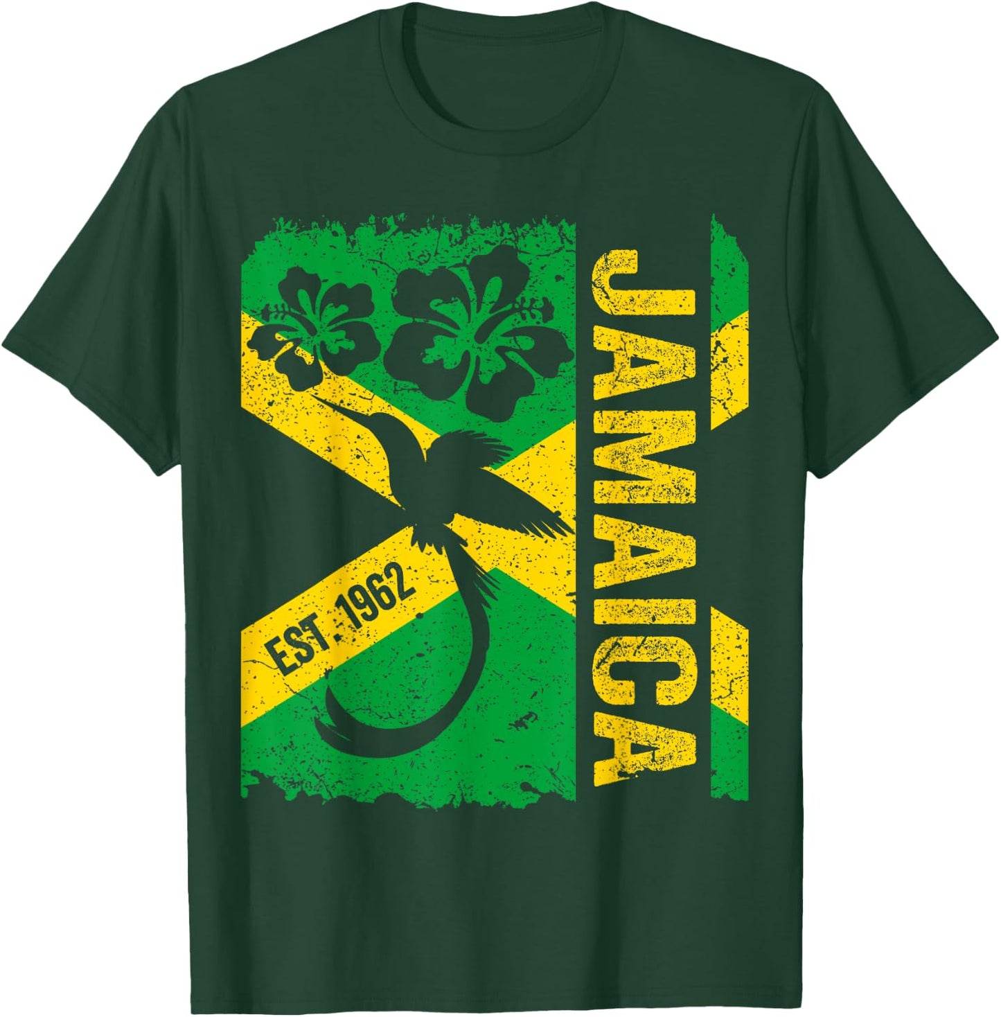 Jamaica Doctor Bird 1962 Independence Distress Jamaican Flag T-Shirt - T-Shirt | Forest
