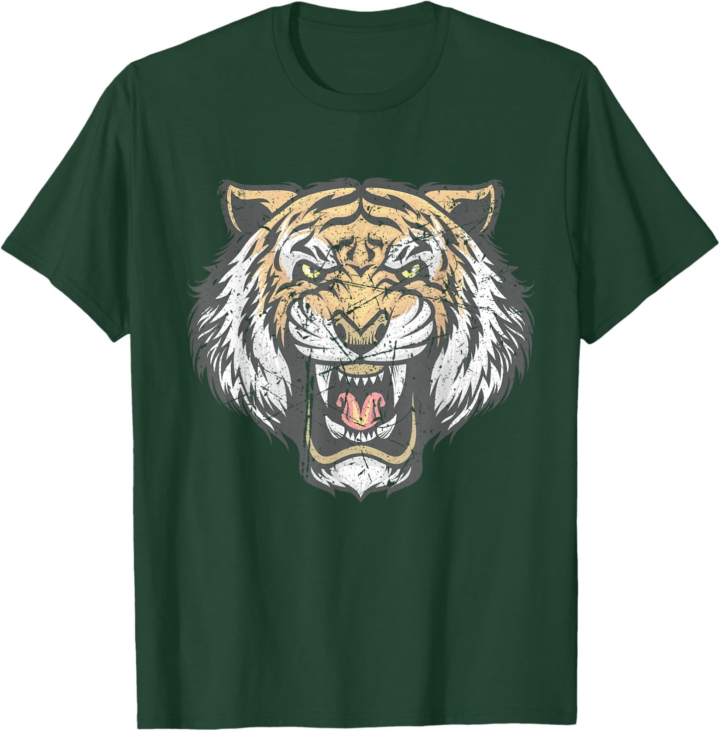 Tiger Head Face Distressed Wildlife Lover T-Shirt - T-Shirt | Forest