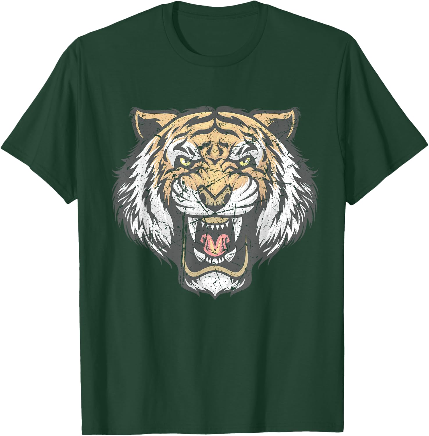 Tiger Head Face Distressed Wildlife Lover T-Shirt - T-Shirt | Forest
