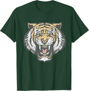 Tiger Head Face Distressed Wildlife Lover T-Shirt - T-Shirt | Forest