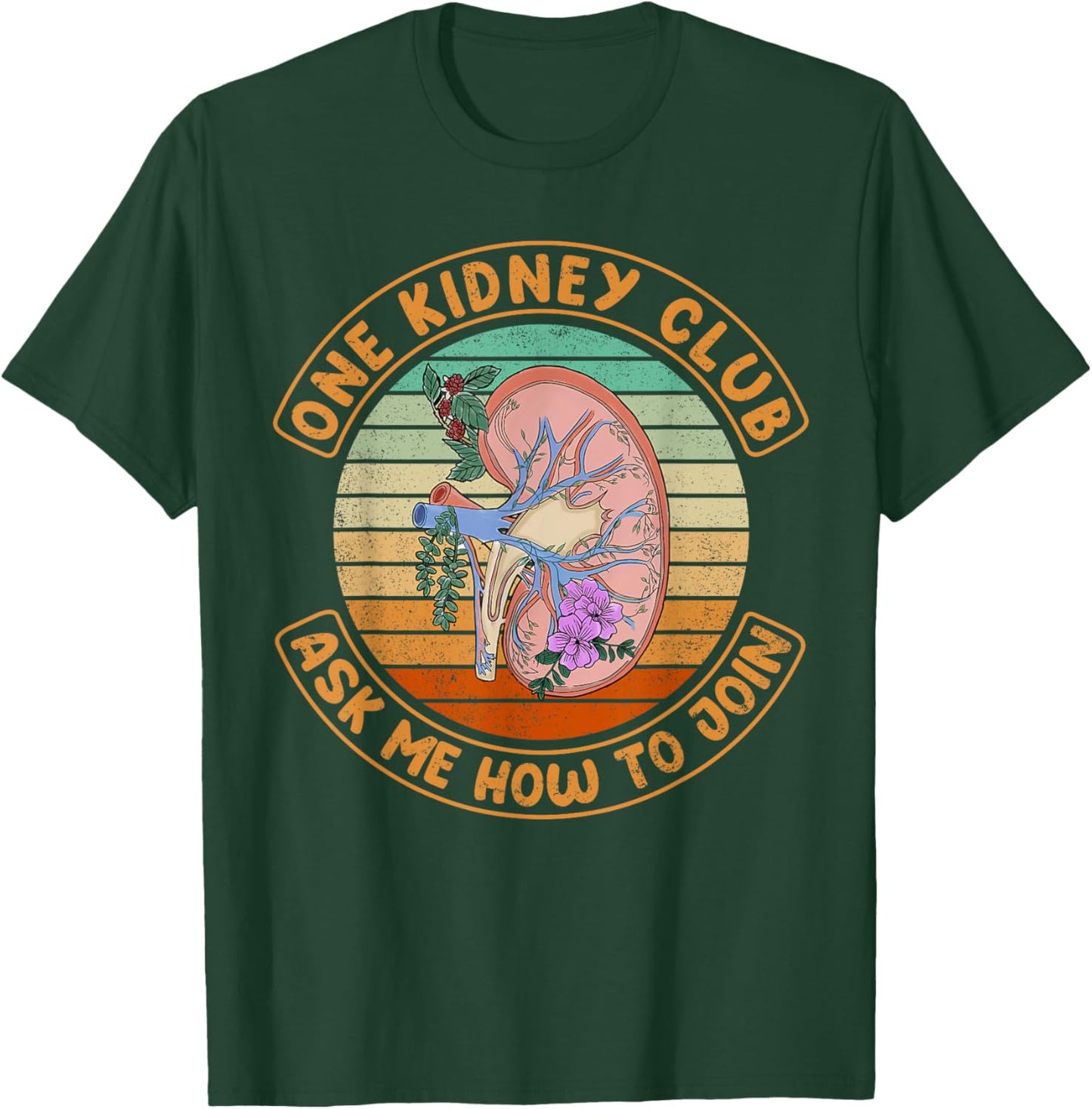 Vintage Funny Kidney Transplant One Kidney Club T-Shirt - T-Shirt | Forest