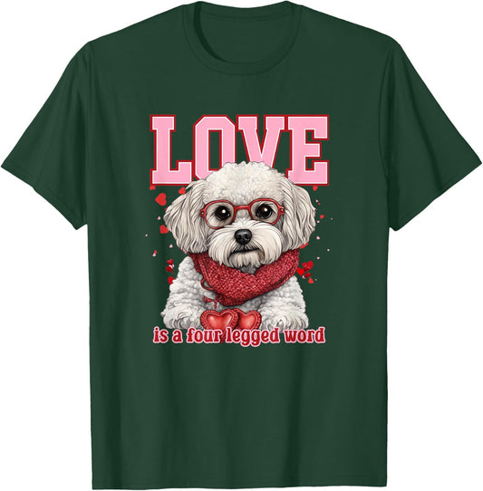 Cute Shichon ShihTzu Poodle Mix Fluffy Valentine Puppy T-Shirt - T-Shirt | Forest
