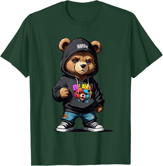Teddy Bear Gangster in Cool Hip-Hop Outfit T-Shirt - T-Shirt | Forest
