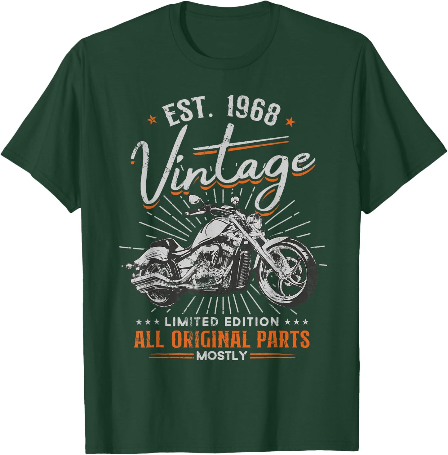 Est 1968 Vintage All Original Parts Motorcycle 55th Birthday T-Shirt - T-Shirt | Forest