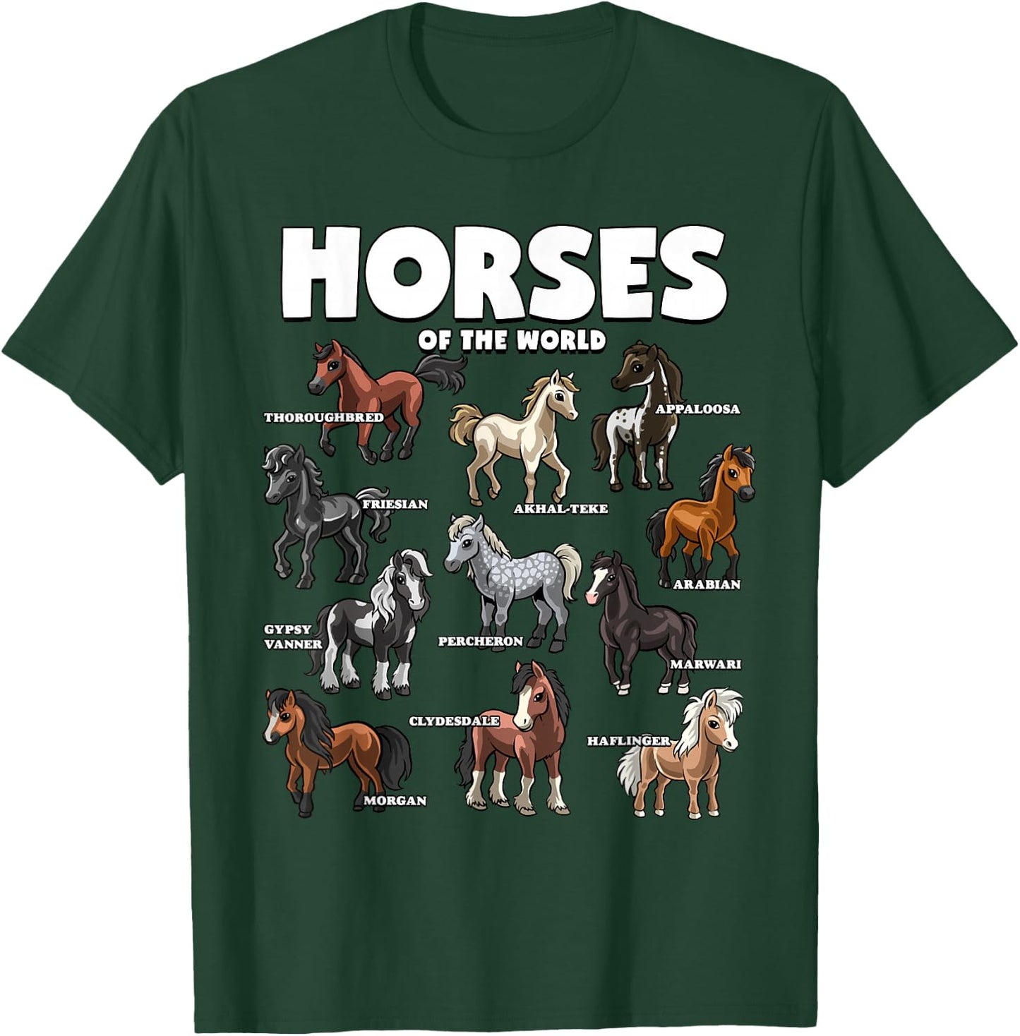 Horse Shirt Horses Animals of the World Horse Lover Cowboy T-Shirt - T-Shirt | Forest