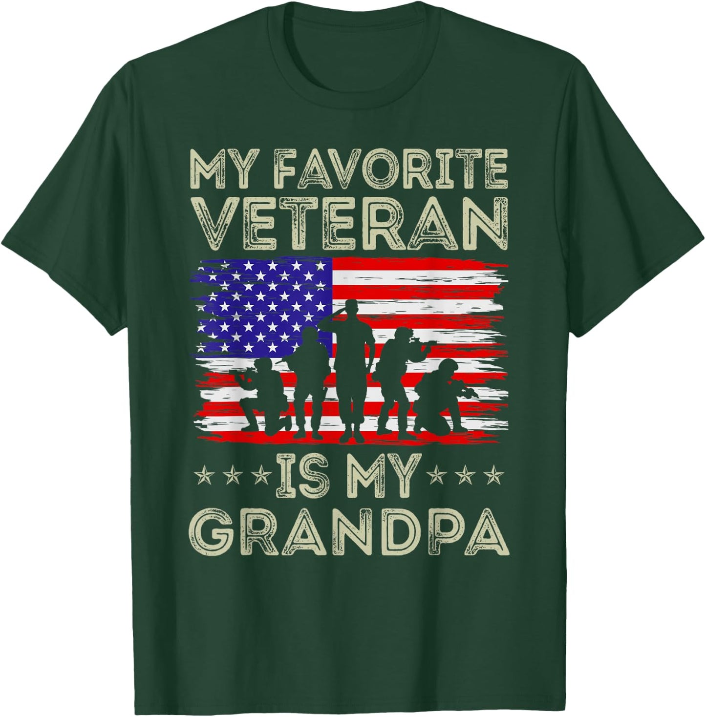 My Favorite Veteran Is My Grandpa American Flag Veterans Day T-Shirt - T-Shirt | Forest