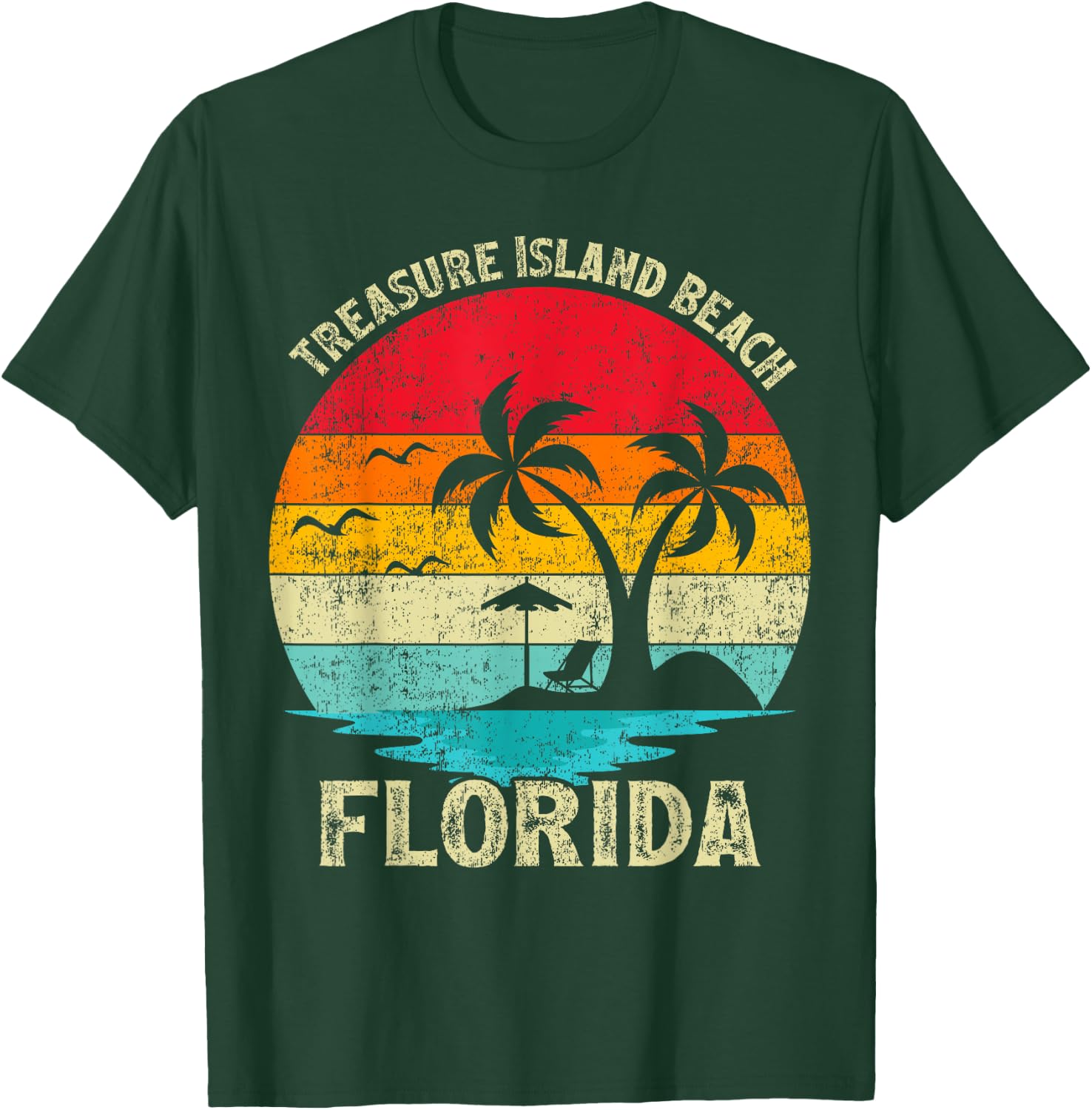 Family Vacation Vintage Retro Florida Treasure Island Beach Men Women Girls Kids T-Shirt - T-Shirt | Forest