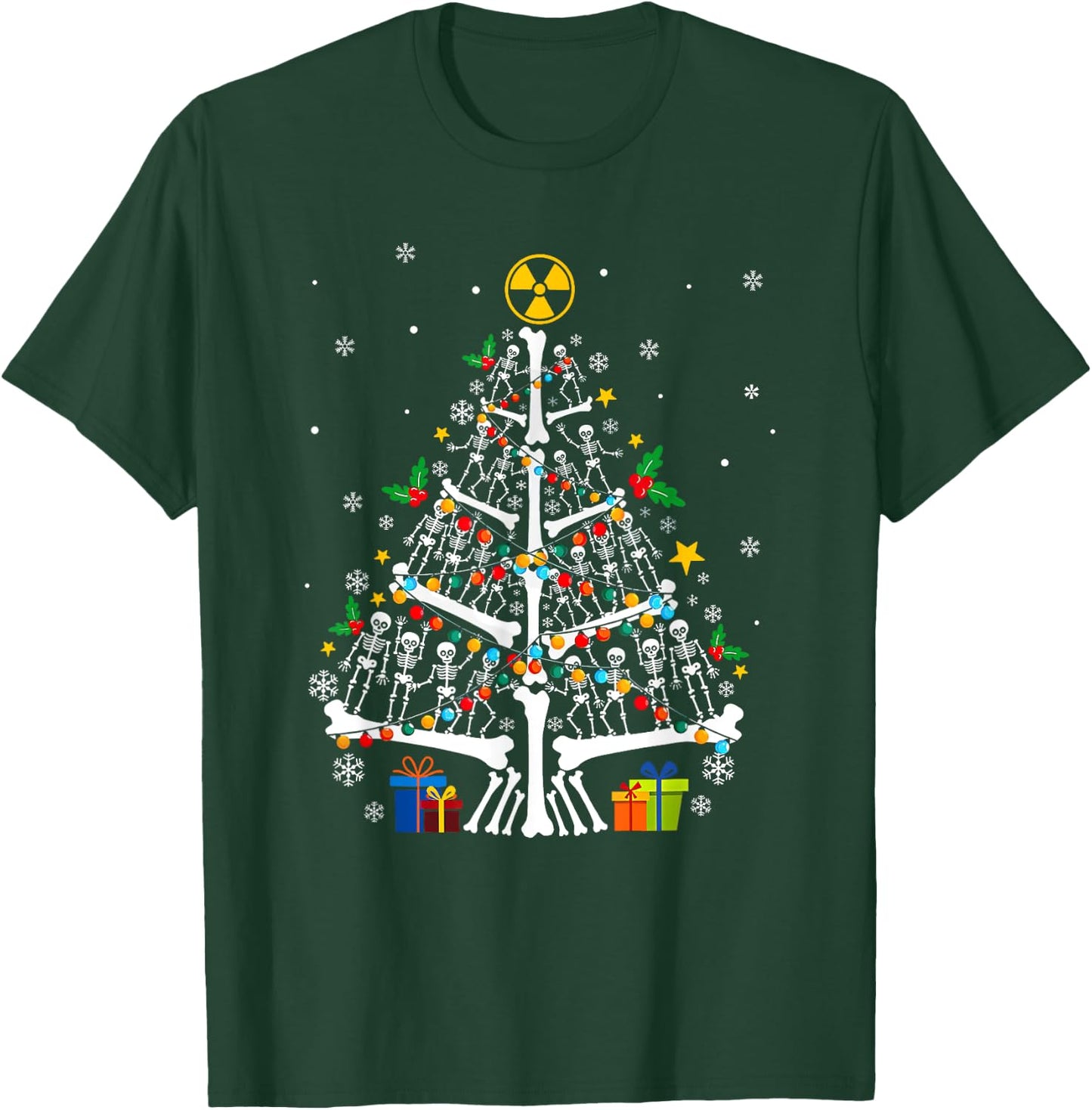 Radiology Christmas Skeleton Christmas Tree Xray Tech Radiol T-Shirt - T-Shirt | Forest