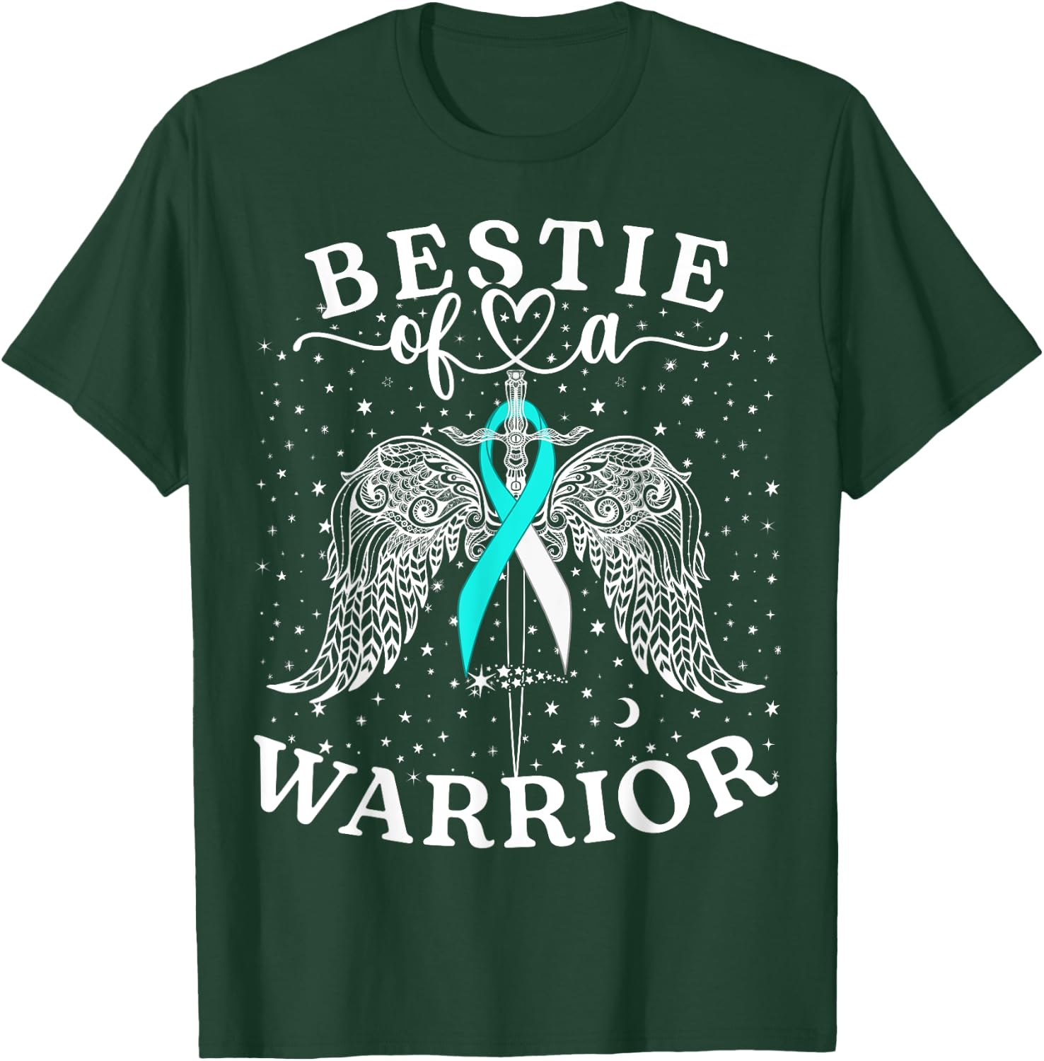 Bestie Of A Warrior Cervical Cancer Awareness Support Squad T-Shirt - T-Shirt | Forest