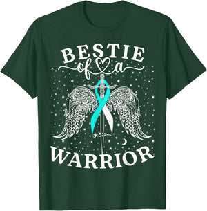 Bestie Of A Warrior Cervical Cancer Awareness Support Squad T-Shirt - T-Shirt | Forest