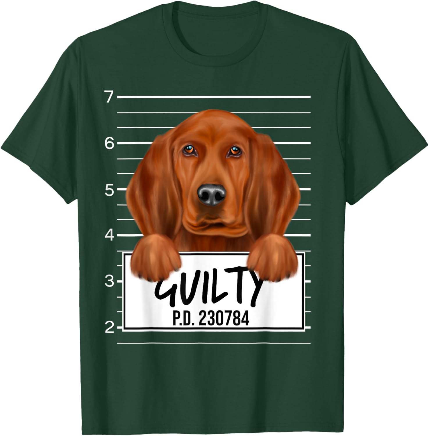 Funny Redbone Coonhound Mugshot Guilty Dog Men Women Kids T-Shirt - T-Shirt | Forest