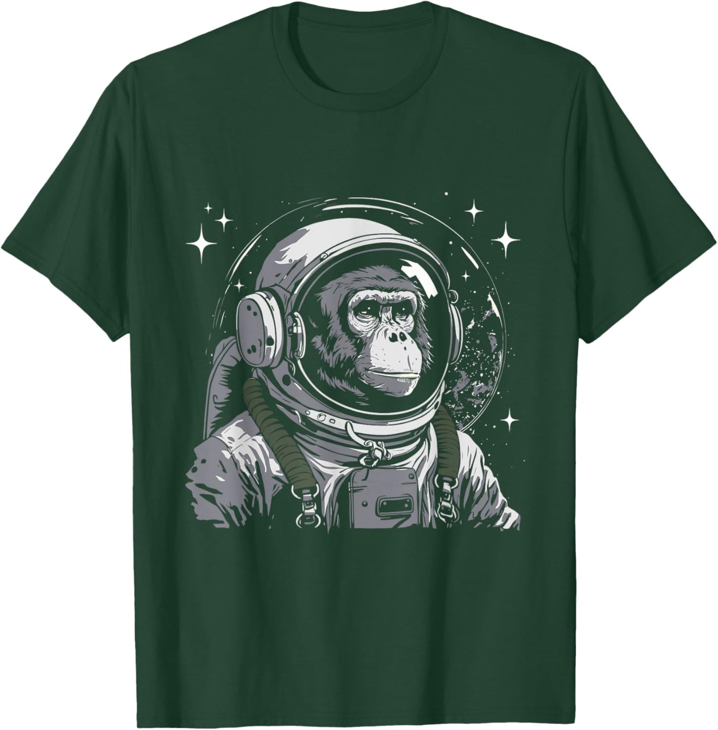 Vintage Astronaut Monkey - Primate Animal Lover Zookeeper T-Shirt - T-Shirt | Forest