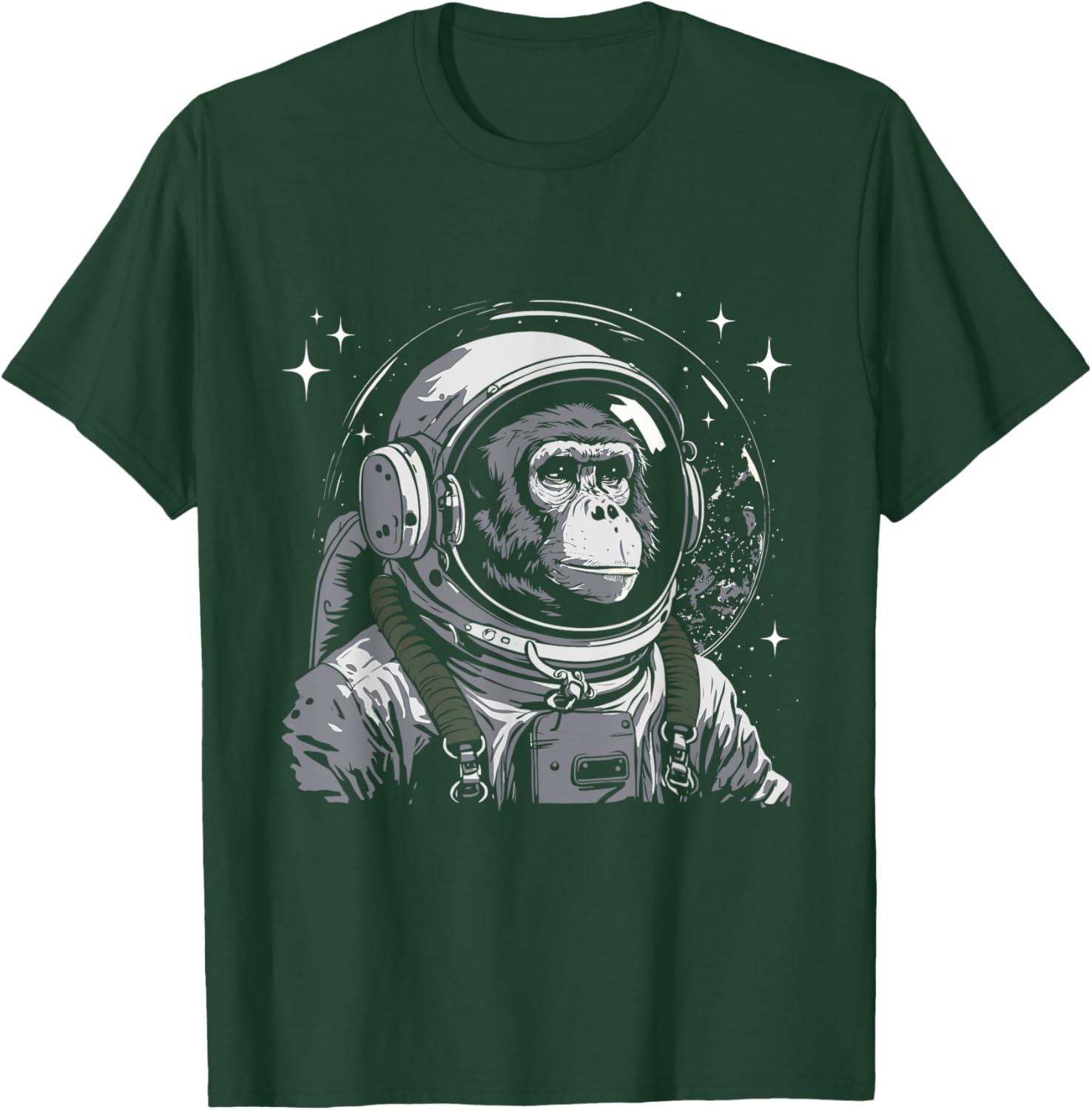 Vintage Astronaut Monkey - Primate Animal Lover Zookeeper T-Shirt - T-Shirt | Forest
