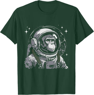 Vintage Astronaut Monkey - Primate Animal Lover Zookeeper T-Shirt - T-Shirt | Forest