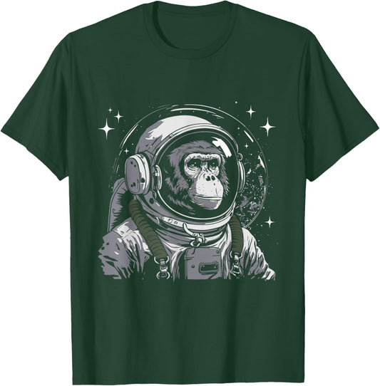 Vintage Astronaut Monkey - Primate Animal Lover Zookeeper T-Shirt - T-Shirt | Forest