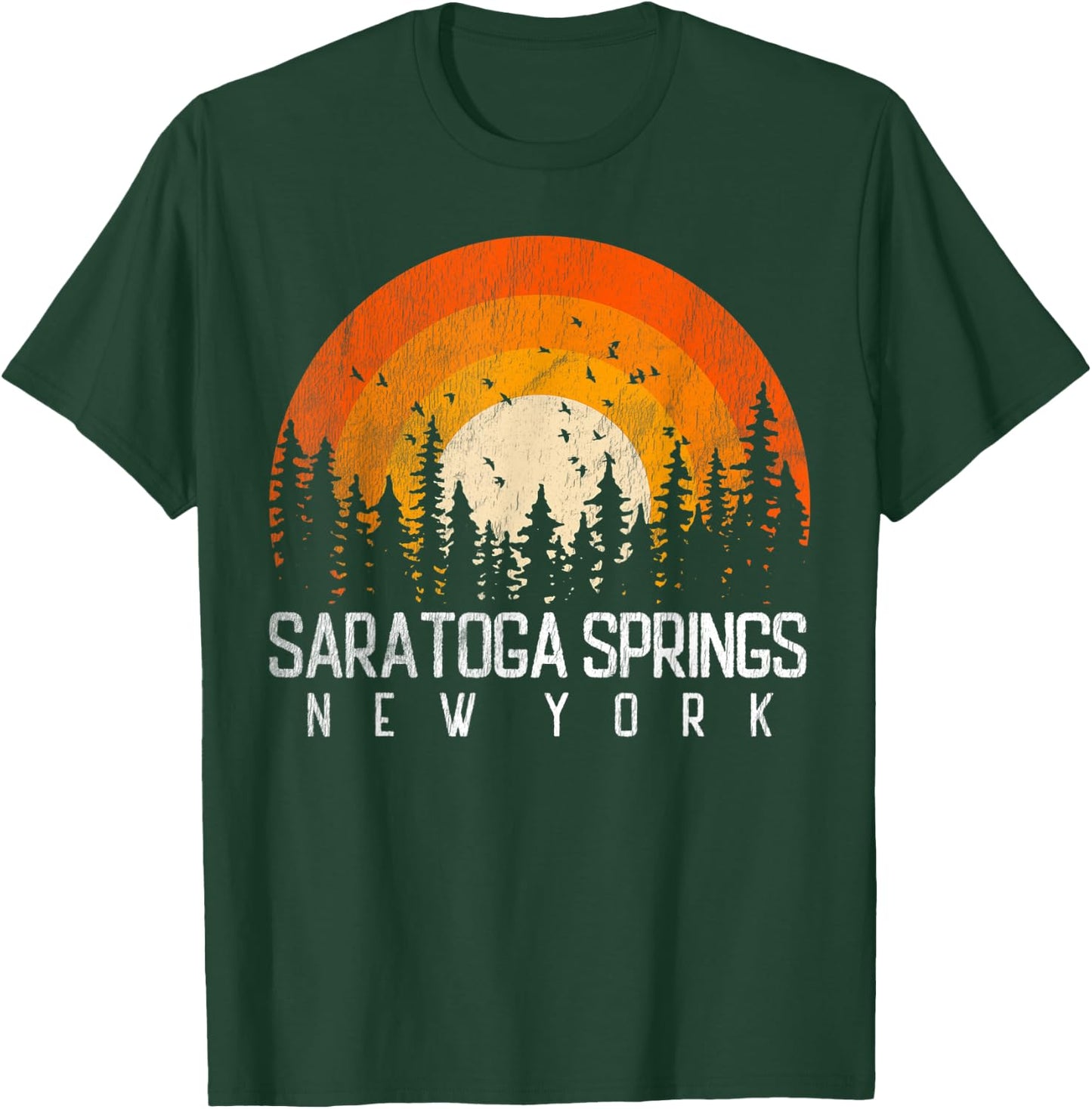 Saratoga Springs New York NY Shirt Retro Vintage 80s Gift T-Shirt - T-Shirt | Forest