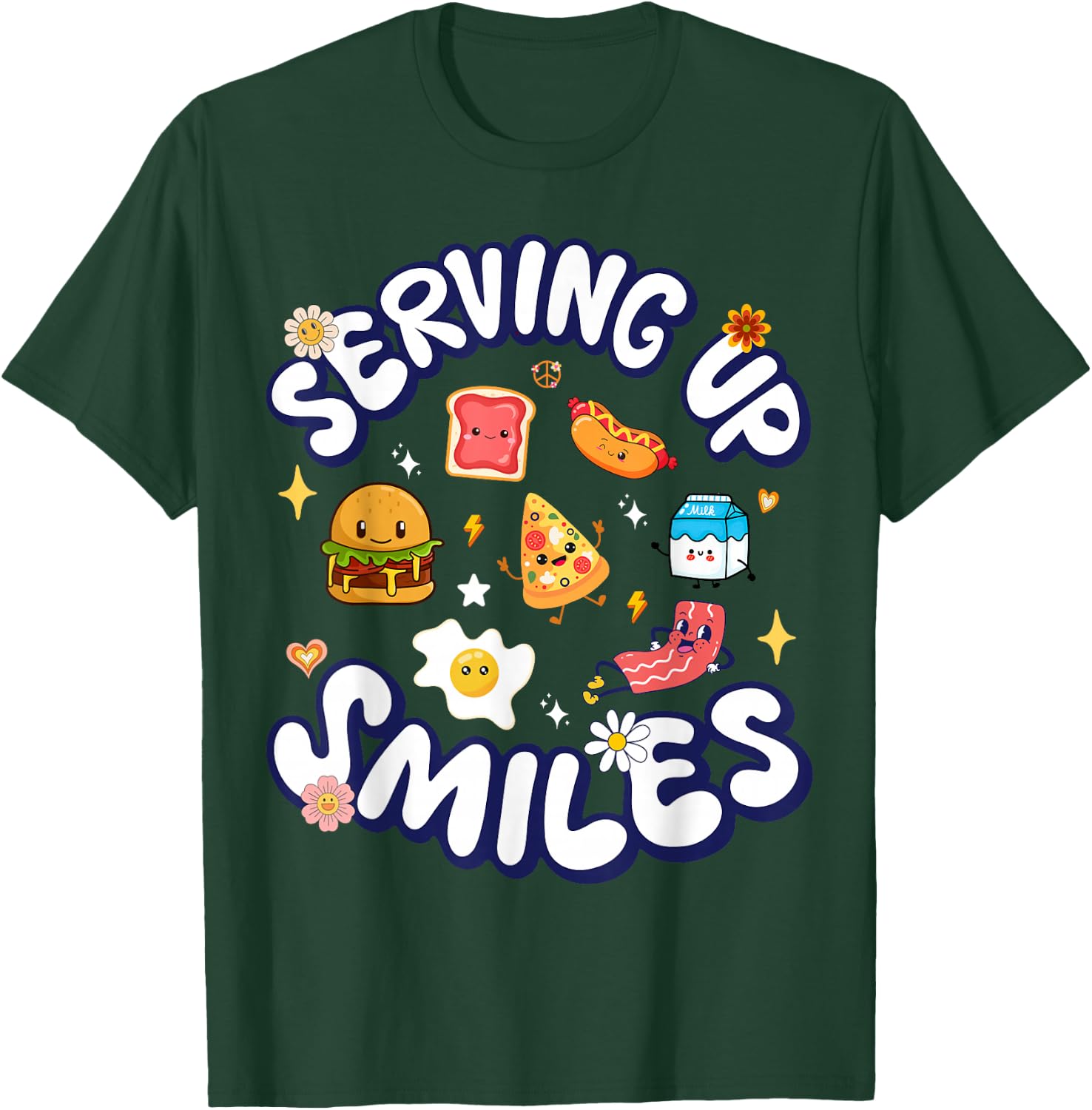 Cafeteria Worker Serving Up Smiles Lunch Lady Gifts Crew T-Shirt - T-Shirt | Forest