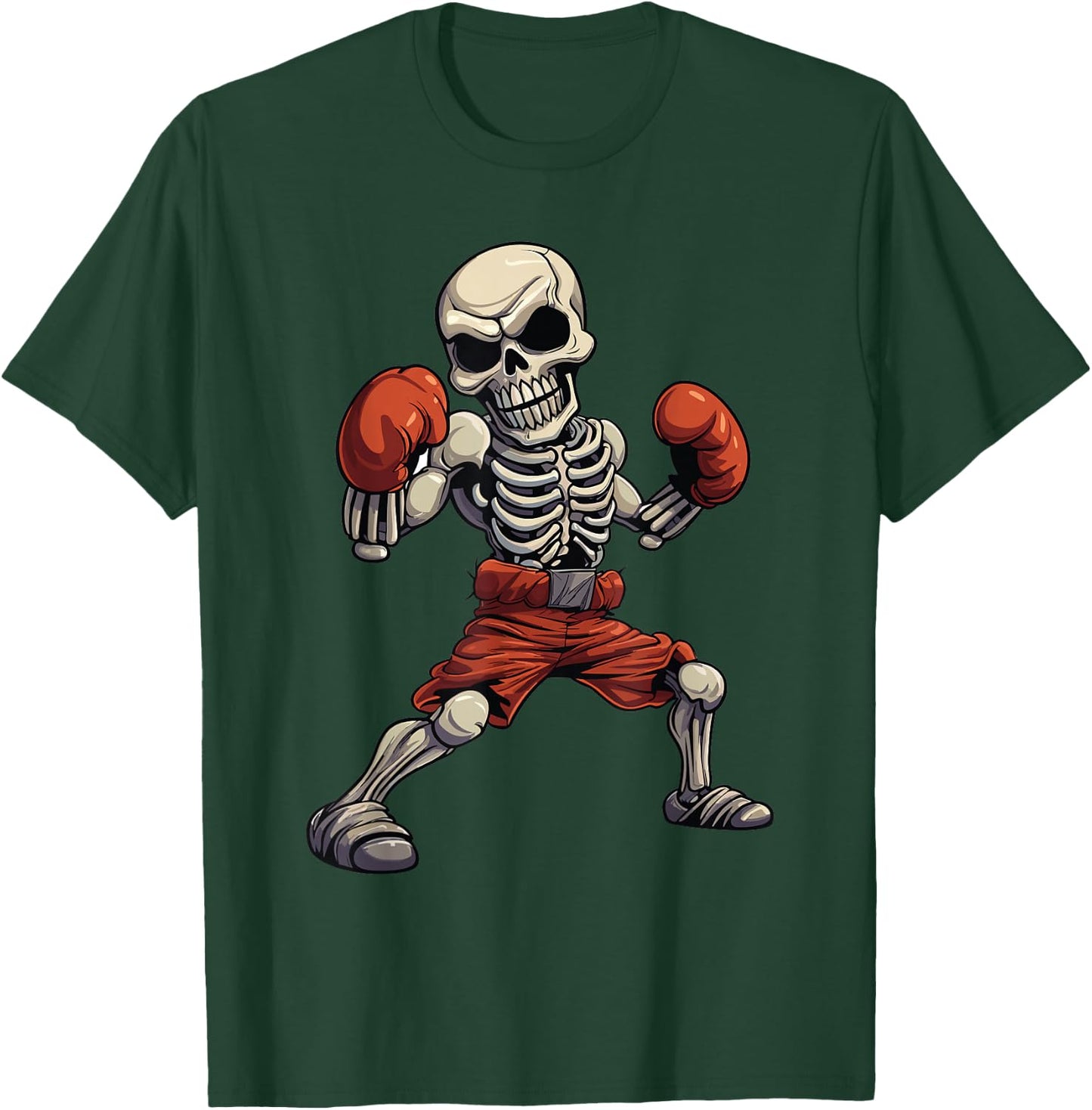 Kickboxing Skeleton Funny Kickboxer Boxing T-Shirt - T-Shirt | Forest