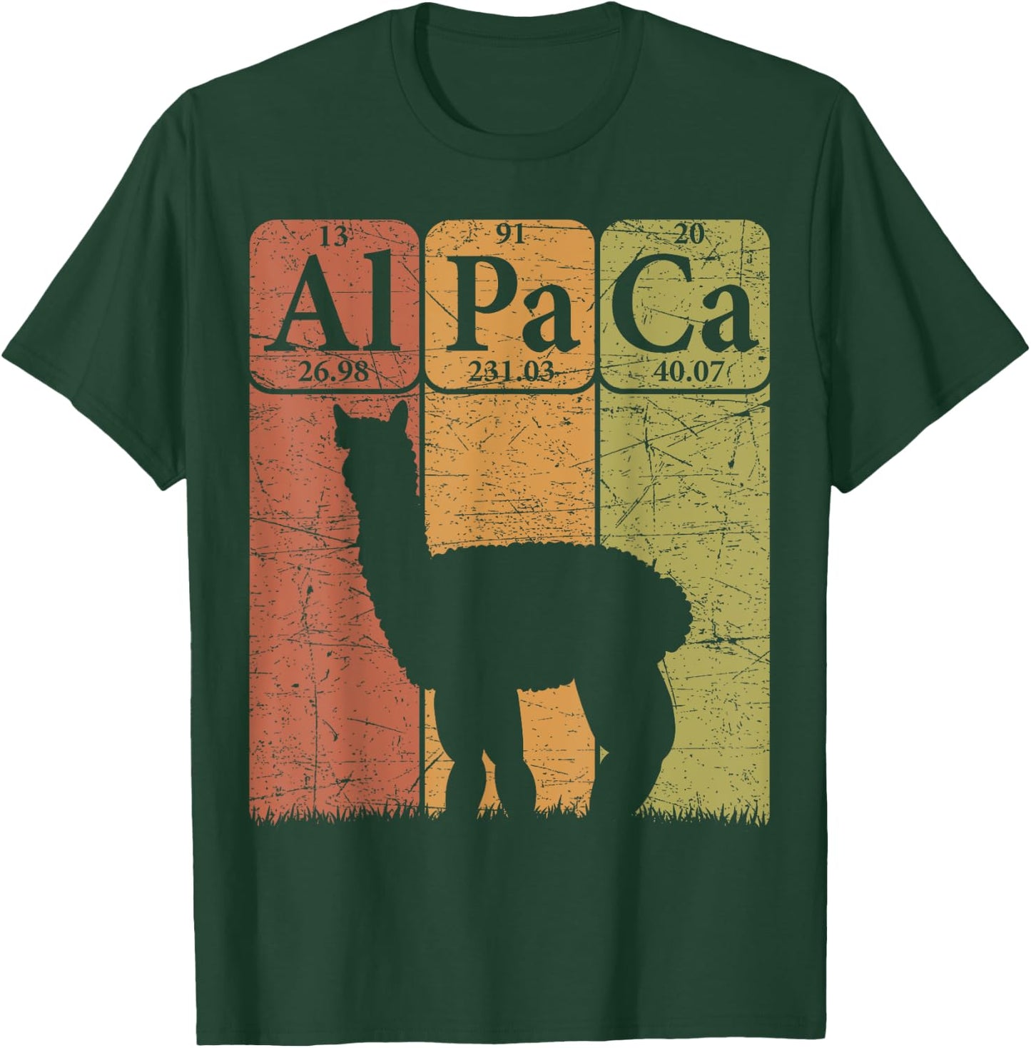 Alpaca Periodic Table Elements Llama Alpaca Vintage T-Shirt - T-Shirt | Forest