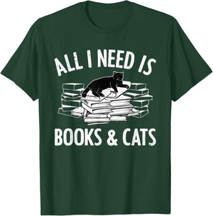 Cat Book Women Novel Book Lovers Reading Librarian T-Shirt - T-Shirt | Forest