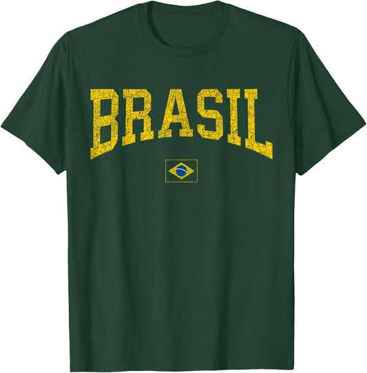 Brazil T Shirt Women Men Kids Brasil Brazilian Flag Green T-Shirt - T-Shirt | Forest