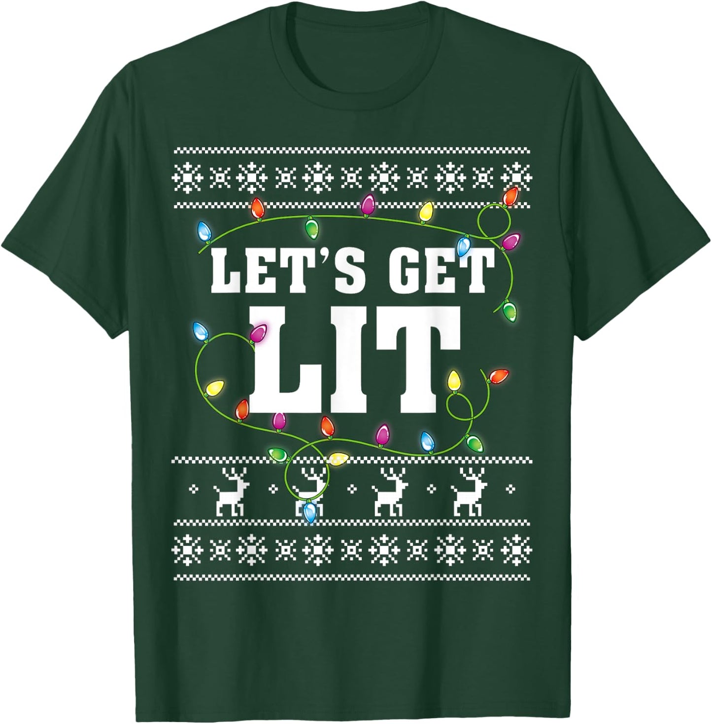 Christmas Shirt Men Women Kids Let's Get Lit Christmas T-Shirt - T-Shirt | Forest