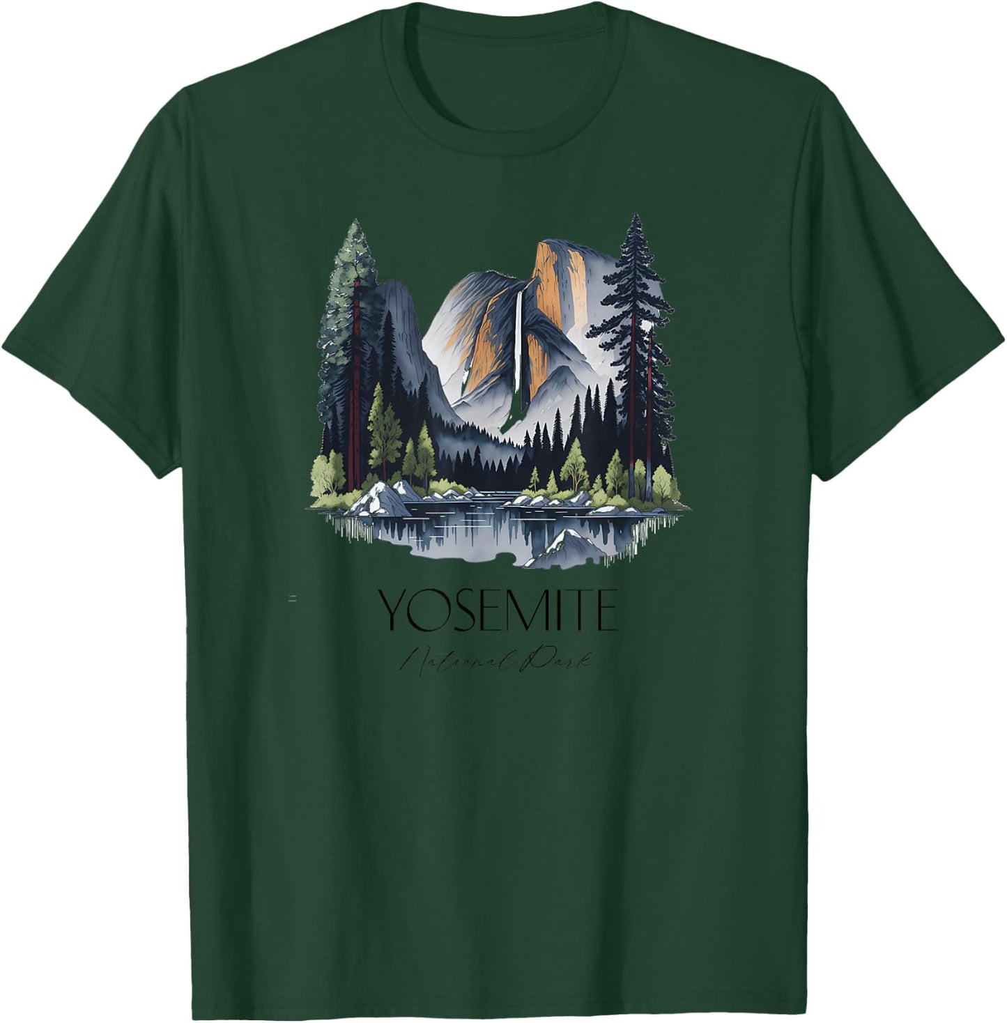 Cool Yosemite National Park Hiking Watercolor Graphic T-Shirt - T-Shirt | Forest