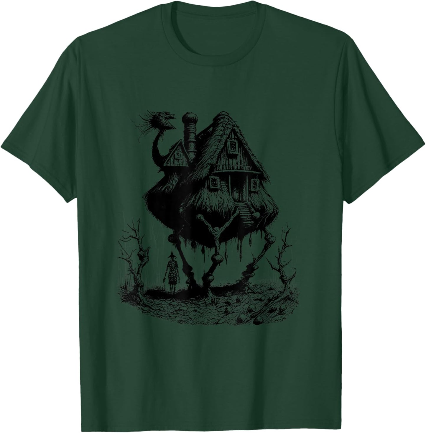 Walking House on Chicken Legs Slavic folklore Baba Yaga Art T-Shirt - T-Shirt | Forest
