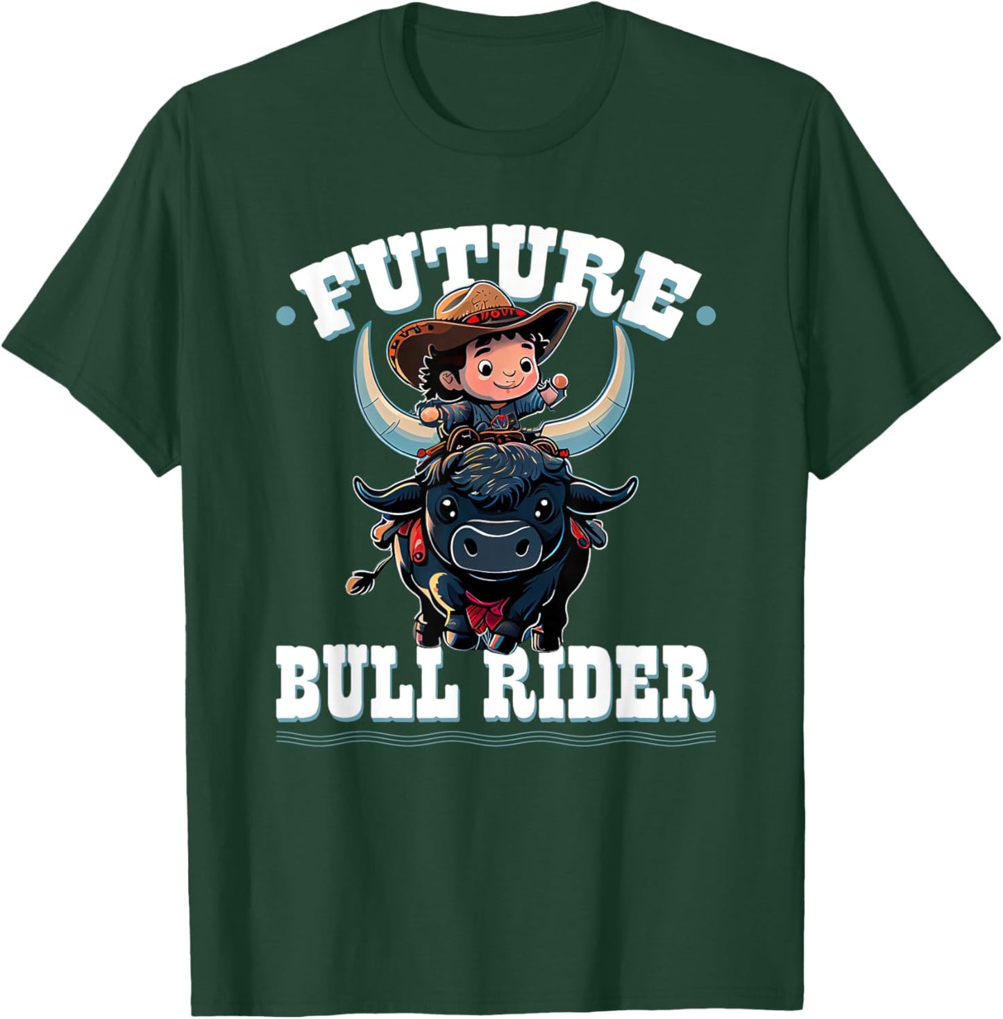 Future Bull Rider, Bull Riding Cowboy Rodeo Boy Kids T-Shirt - T-Shirt | Forest