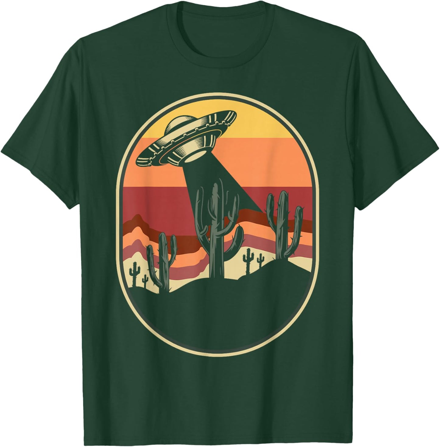 Ufo Alien Sunset Vintage Retro T-Shirt - T-Shirt | Forest