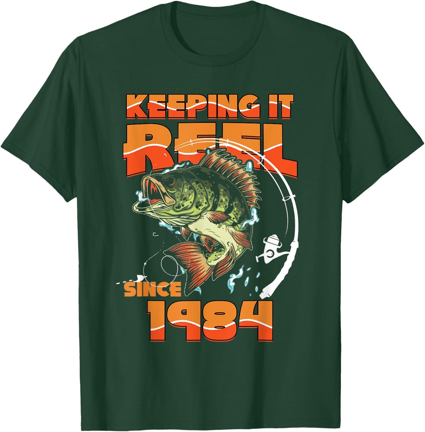 Keeping It Reel Since 1984 Fishing Lovers 41st Birthday T-Shirt - T-Shirt | Forest
