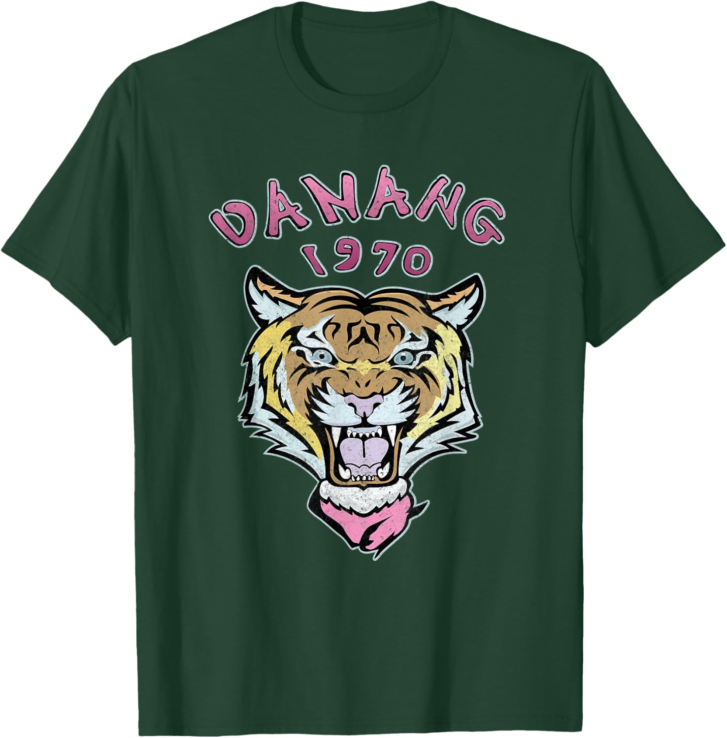 Tiger, Vintage Danang 1970 retro tiger worn effect, team T-Shirt - T-Shirt | Forest