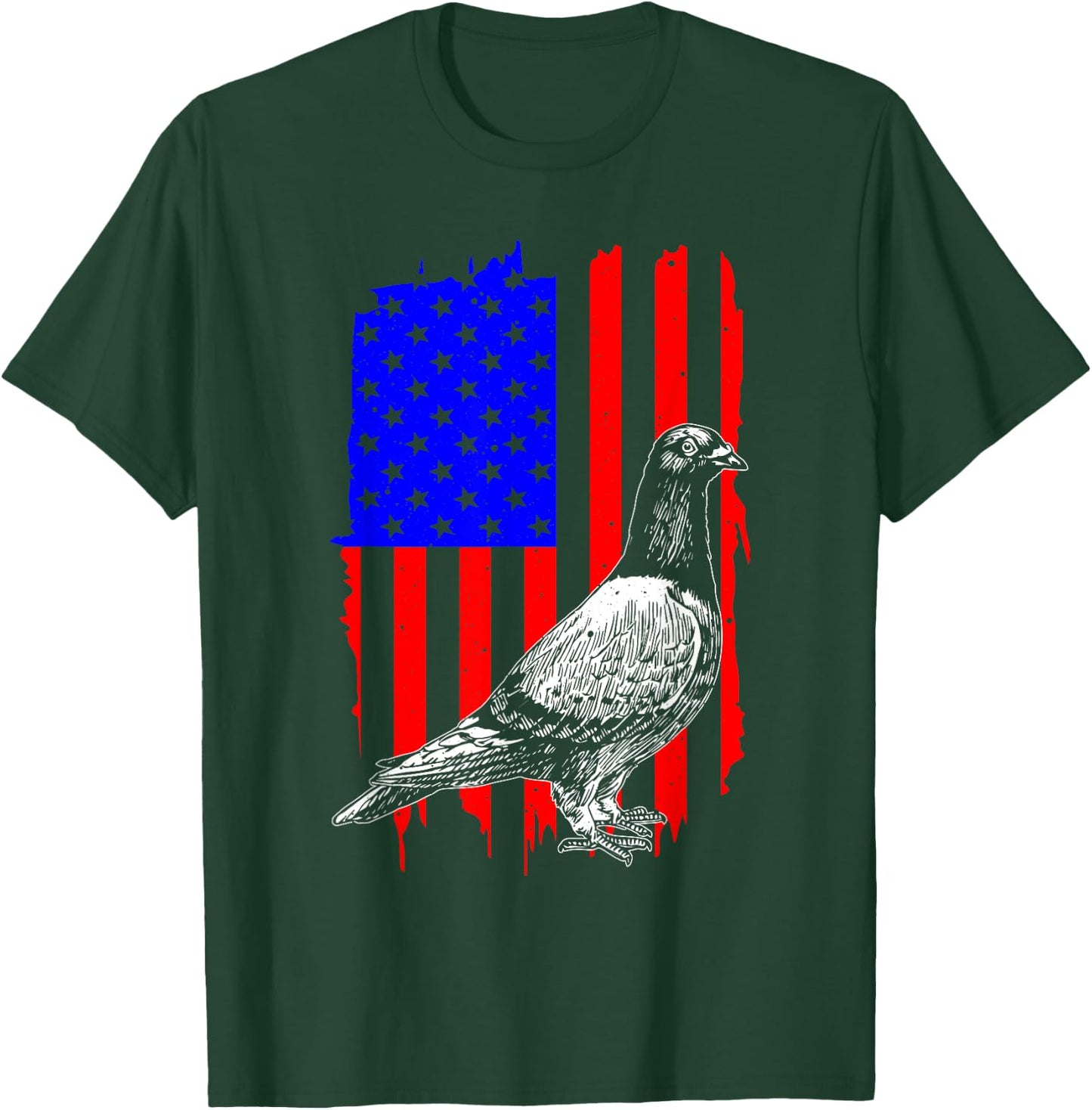 Cool Pigeon Design Men Women Patriotic US Flag Pigeon Lovers T-Shirt - T-Shirt | Forest