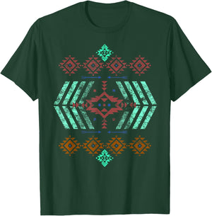 Southern Southwest Santa Fe Navajo Indian Pattern Style T-Shirt - T-Shirt | Forest