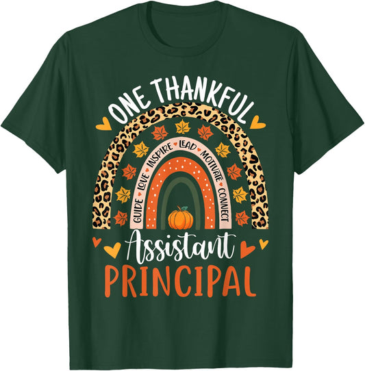Assistant Principal Thanksgiving Apparel One Thankful Assistant Principal Thanksgiving Front Office , Black T-Shirt - T-Shirt | Forest