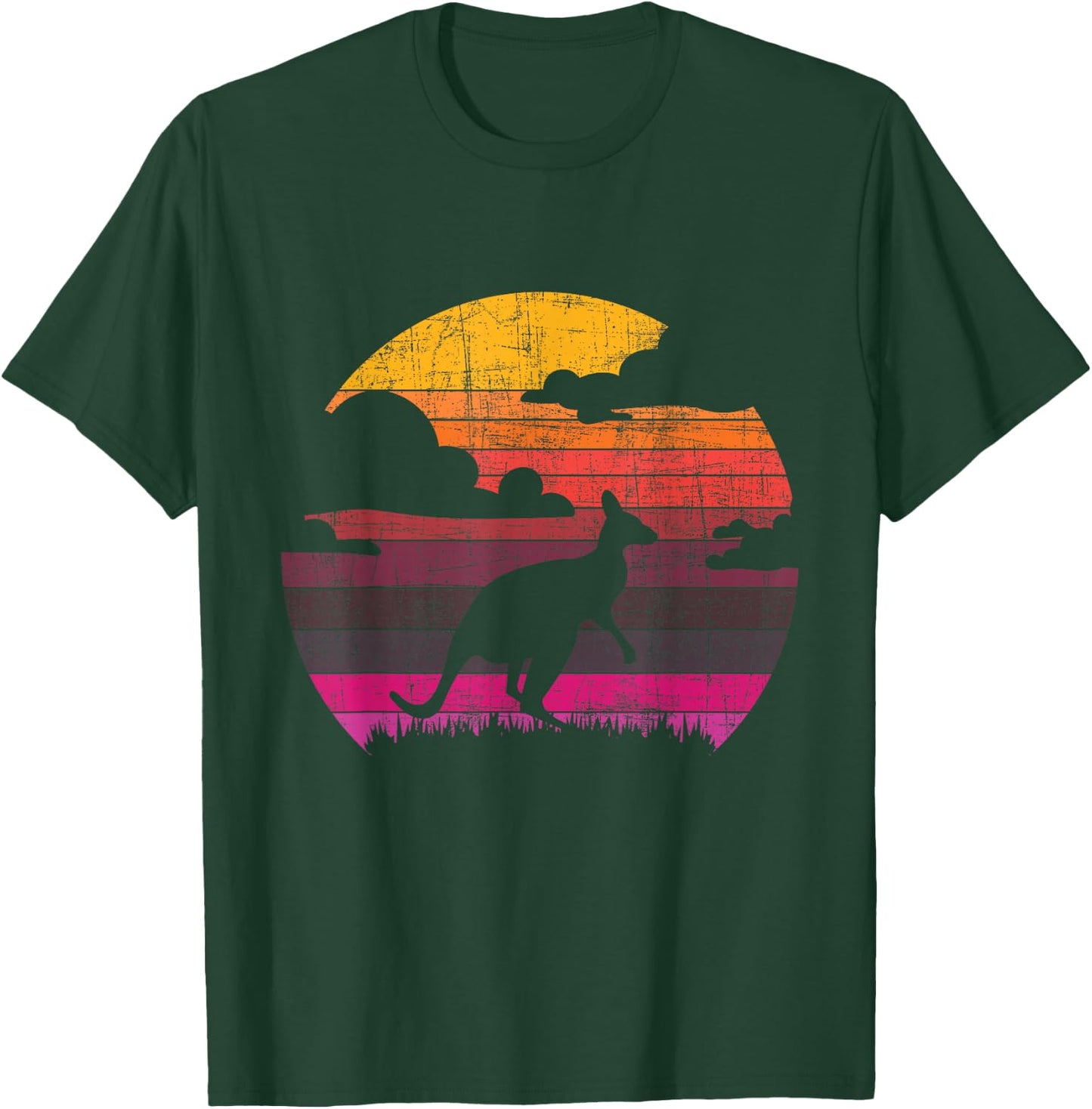 Retro Sunset Kangaroo - Zookeeper 60s Safari Animal Lover T-Shirt - T-Shirt | Forest