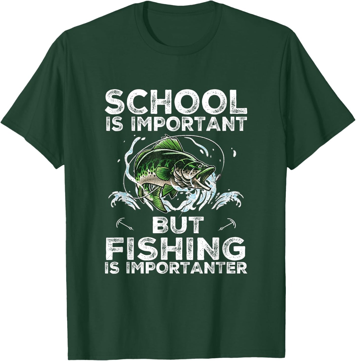 School Is Important But Fishing Is Importanter Funny Fishing T-Shirt - T-Shirt | Forest