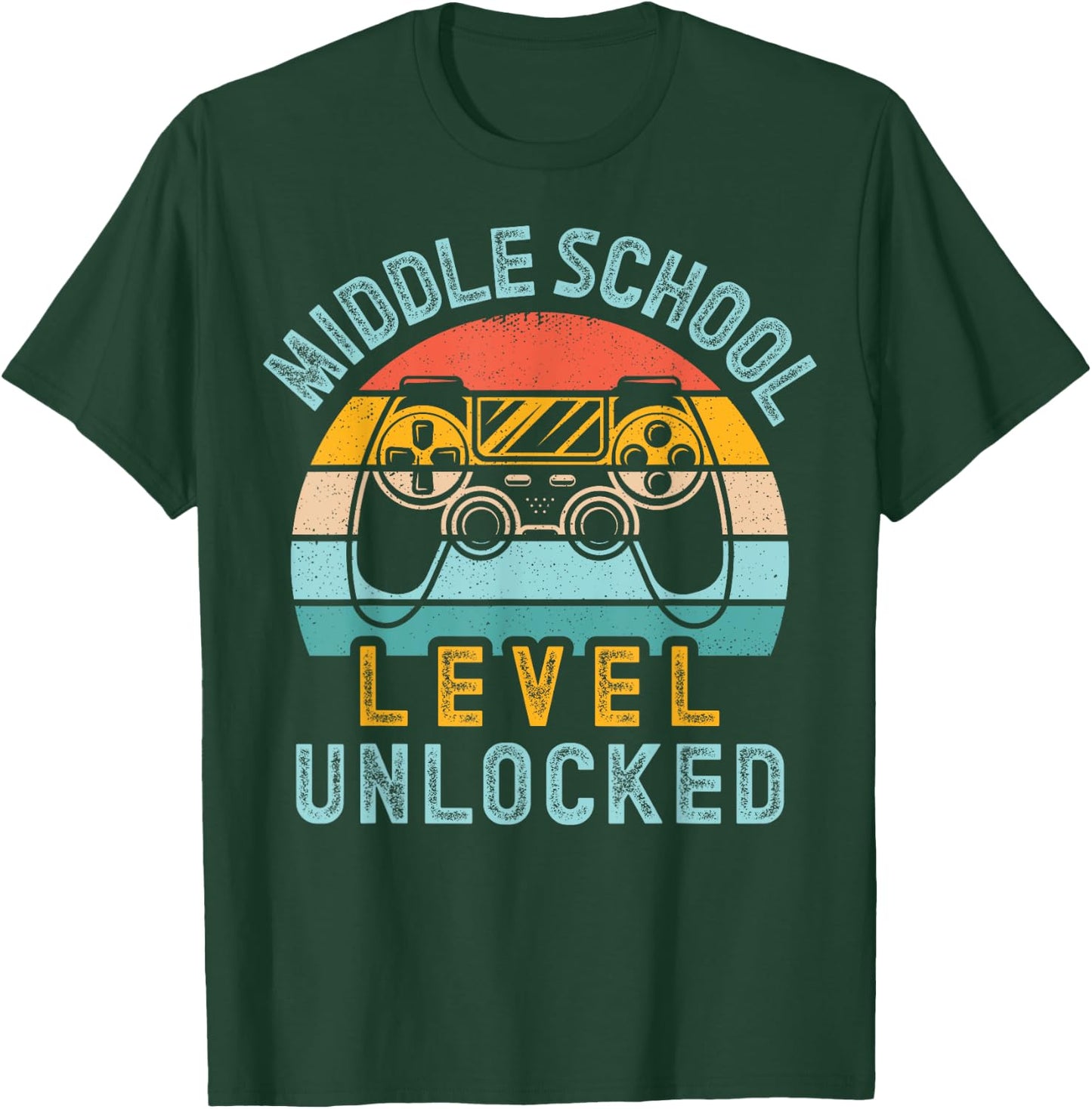 Middle School Level Unlocked Video Game Back to School Boy T-Shirt - T-Shirt | Forest
